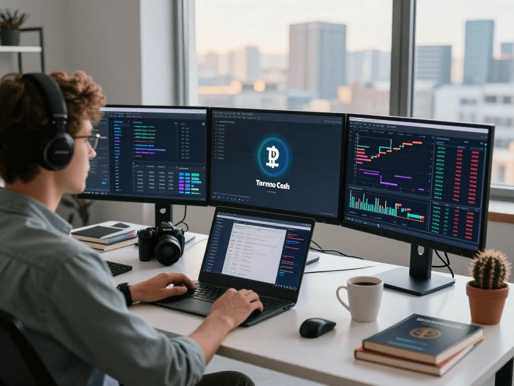 Tornardocash innovative privacy protocol workspace showcasing crypto mixing tech and analytics.