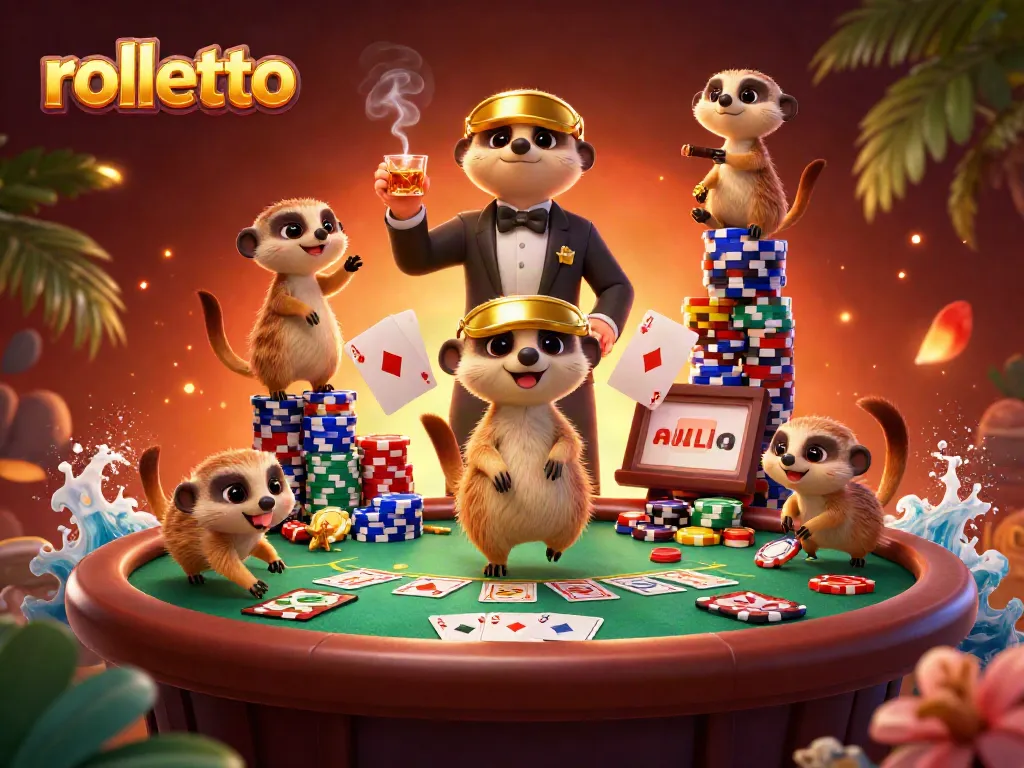 Rolletto meerkats run an exciting casino operation with vibrant game elements and casino action.