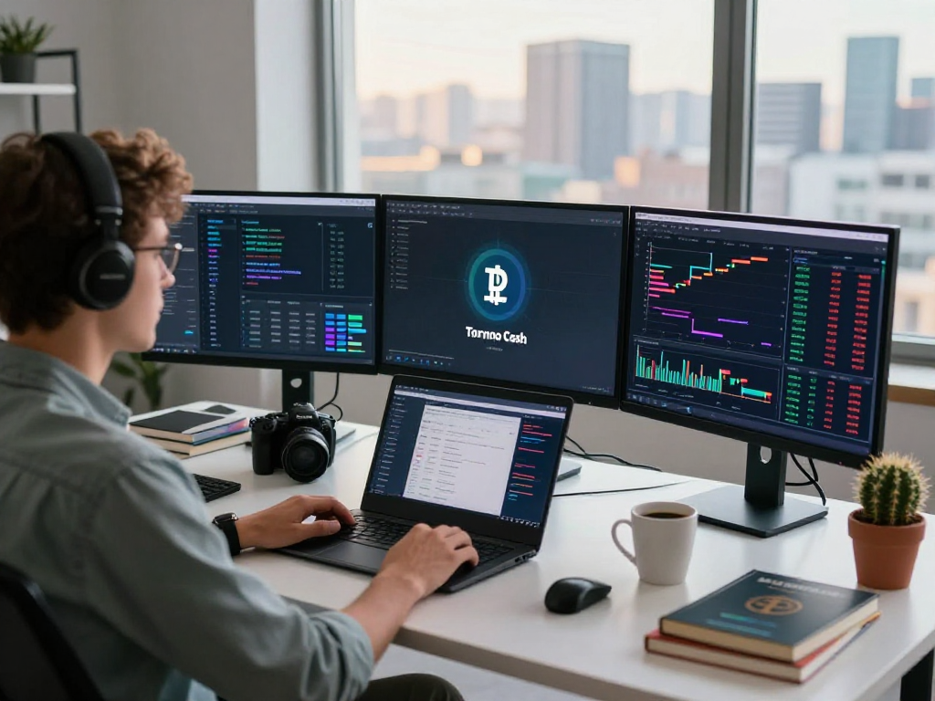 Tornardocash innovative privacy protocol workspace showcasing crypto mixing tech and analytics.