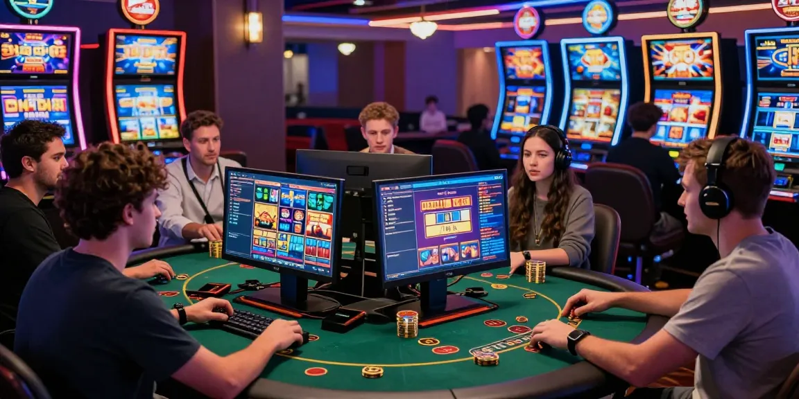 Players engaged in online gaming at https://tx88bet.vip/ with vibrant visuals and interactive slot machines.