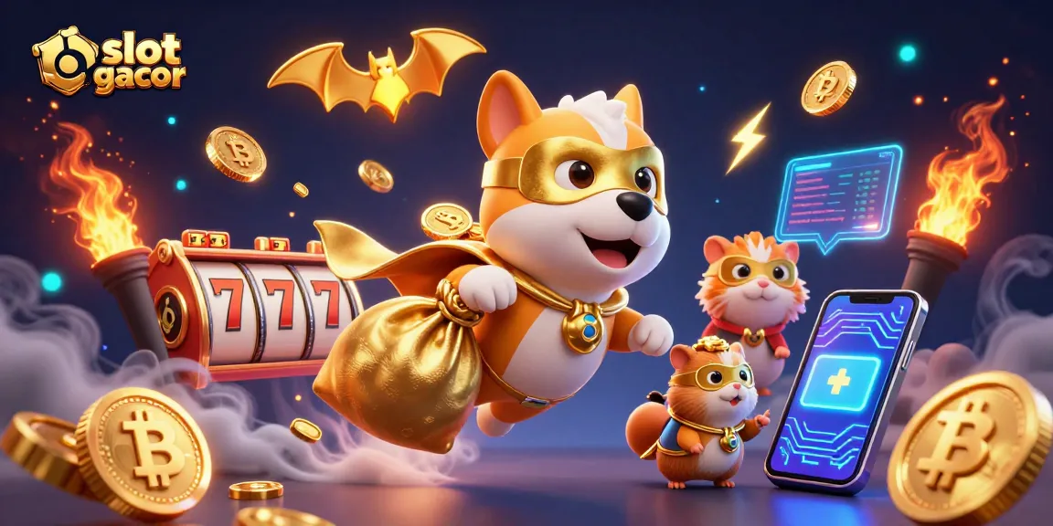 Engage with slot thailand gacor for big wins alongside a heroic dog and clever hamster in this vibrant scene.