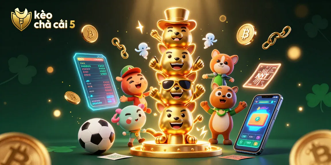 Enhance your betting strategies with kèo nhà cái 5 visuals showcasing sports elements and crypto themes.