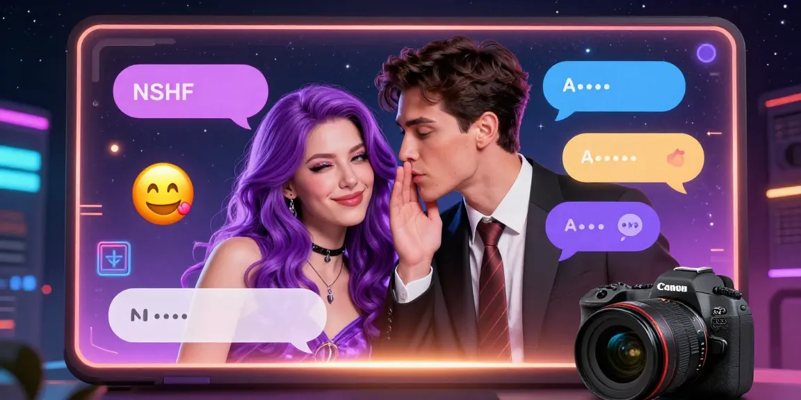 Engaging NSFW AI chat scene showcasing playful avatars in a vibrant digital interaction.