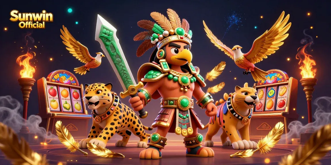 Engage in casino excitement with Sunwin Official's vibrant Aztec warriors and dynamic slot elements.